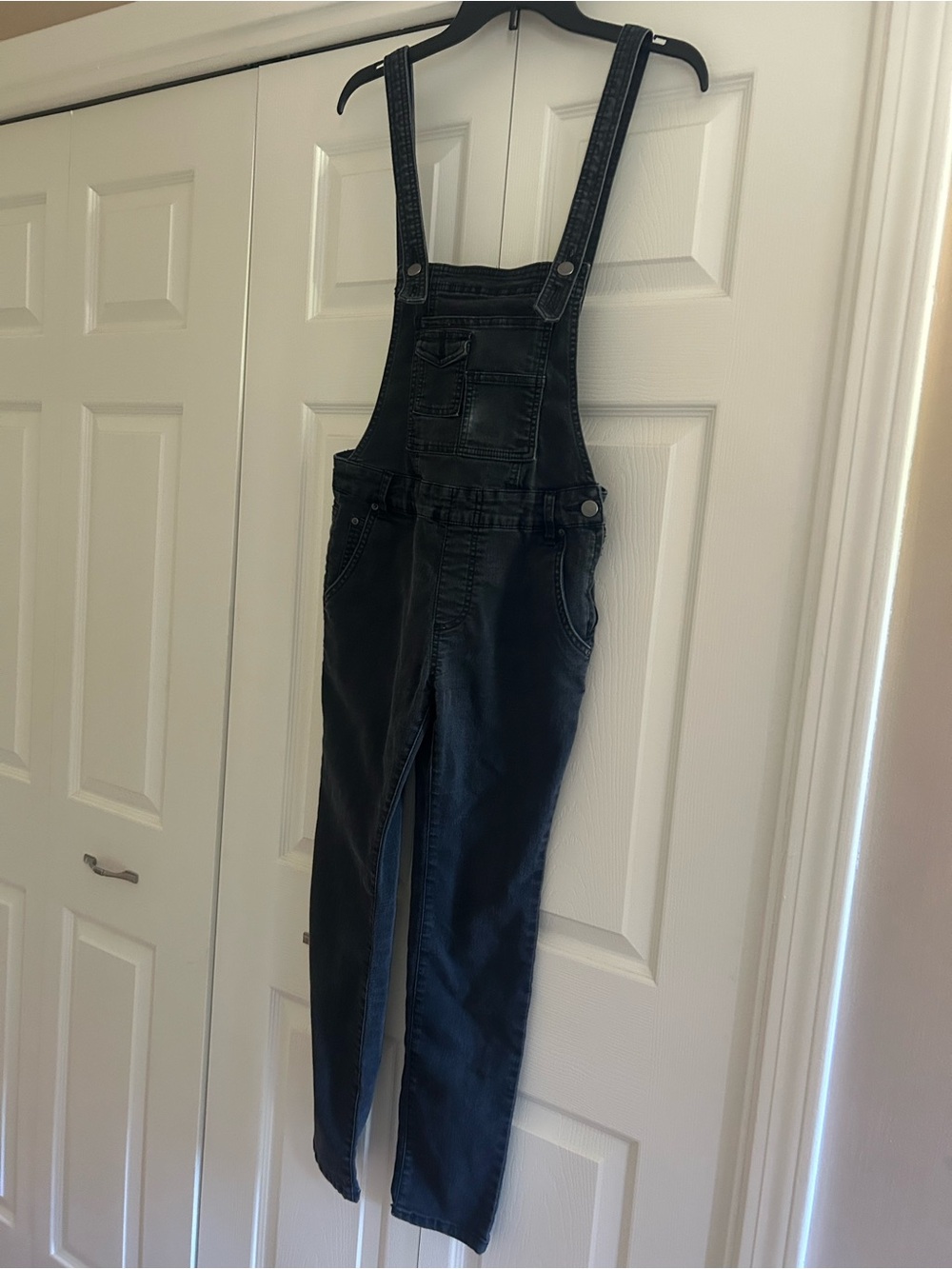 Free People Black Denim Overalls